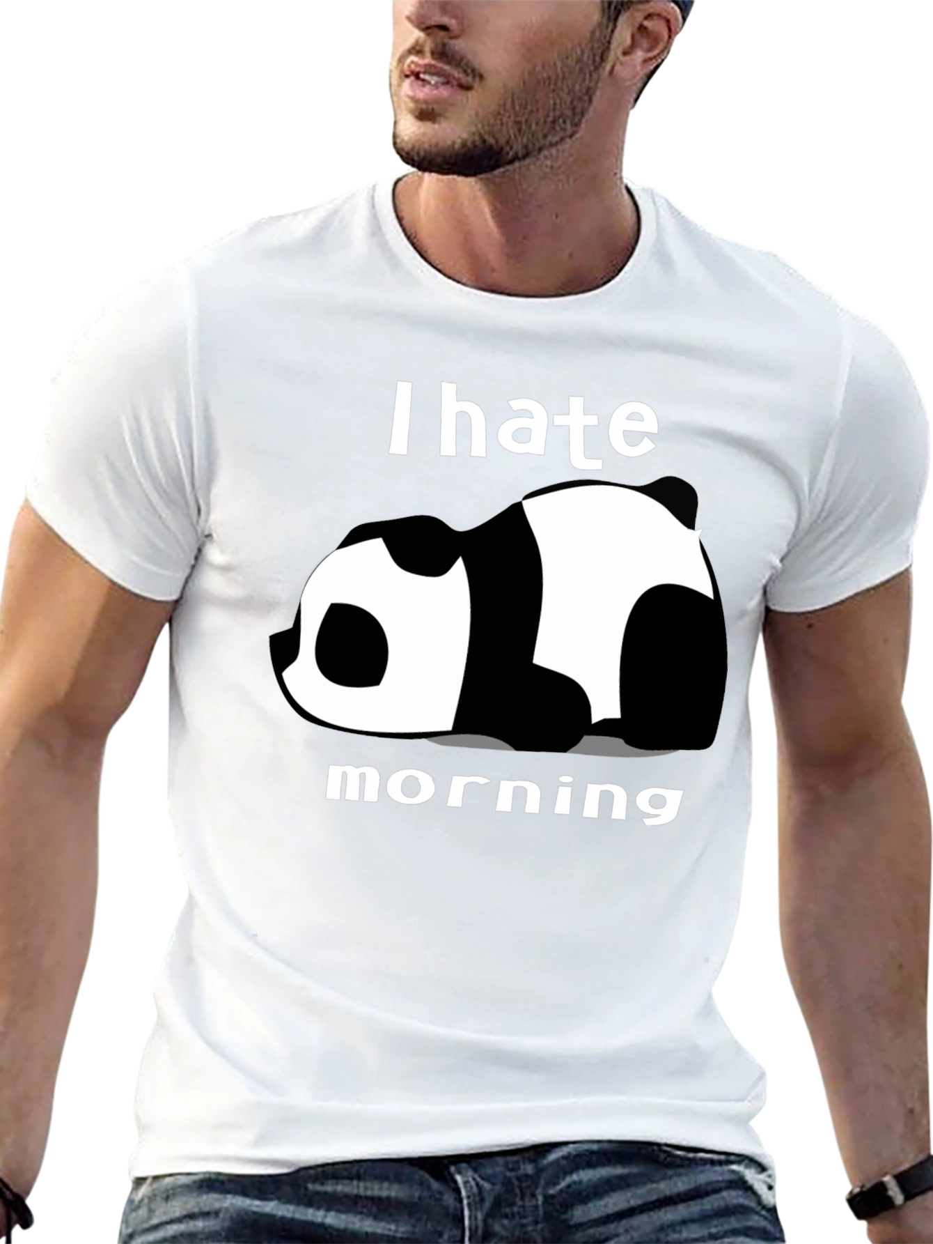 I Hate Morning Panda Graphic Tee - Black