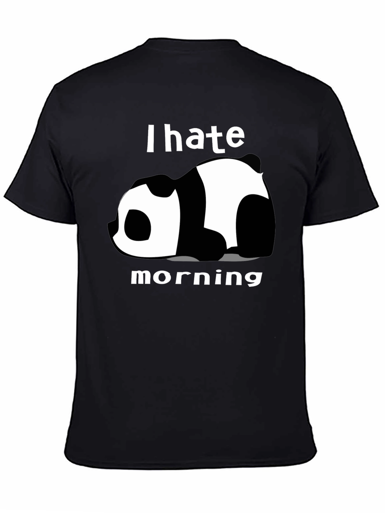 I Hate Morning Panda Graphic Tee - Black
