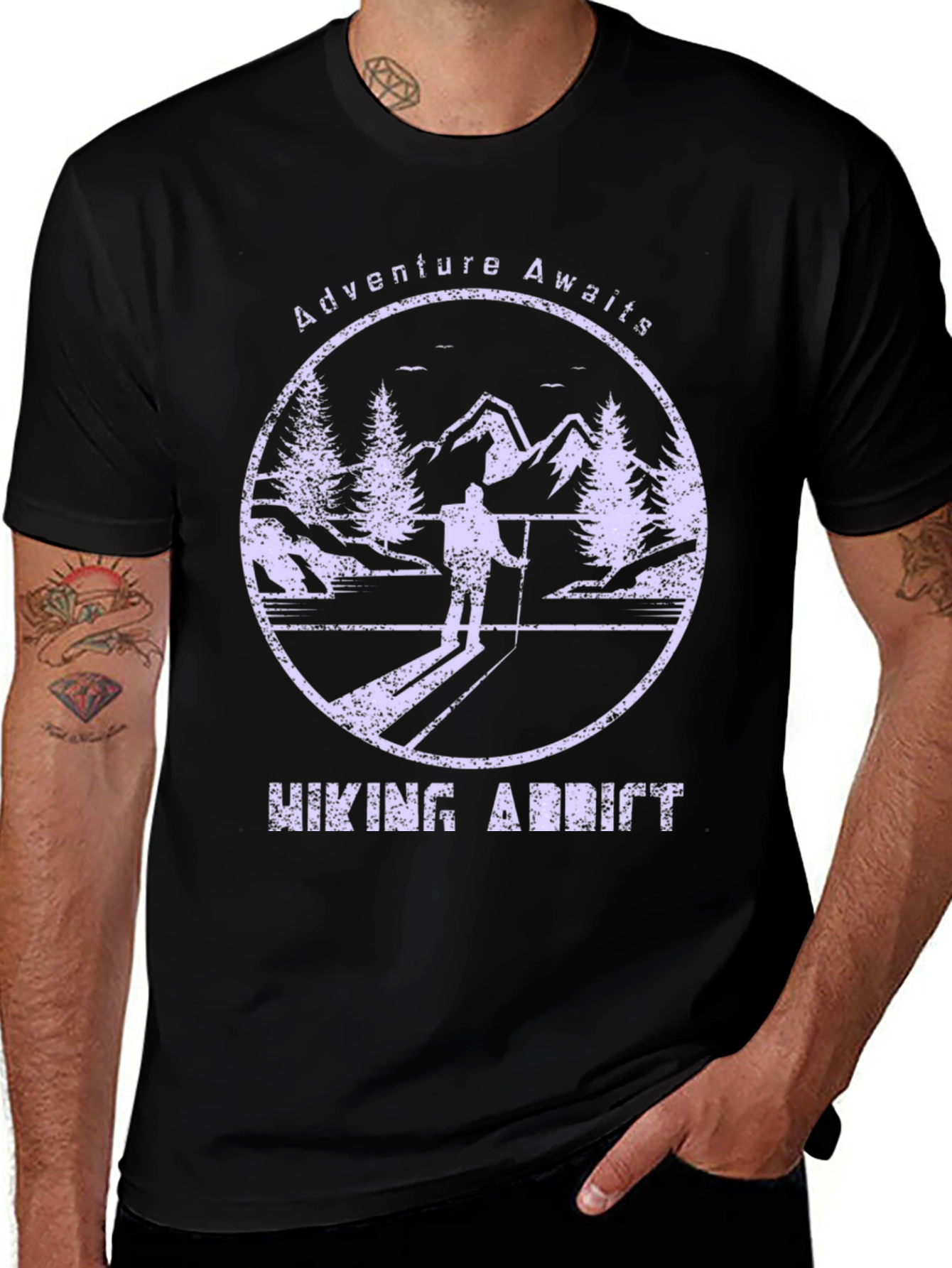 Adventure Awaits Hiking Addict Graphic T-Shirt
