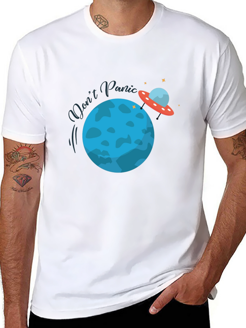 Dont Panic Graphic Tee - Space Theme
