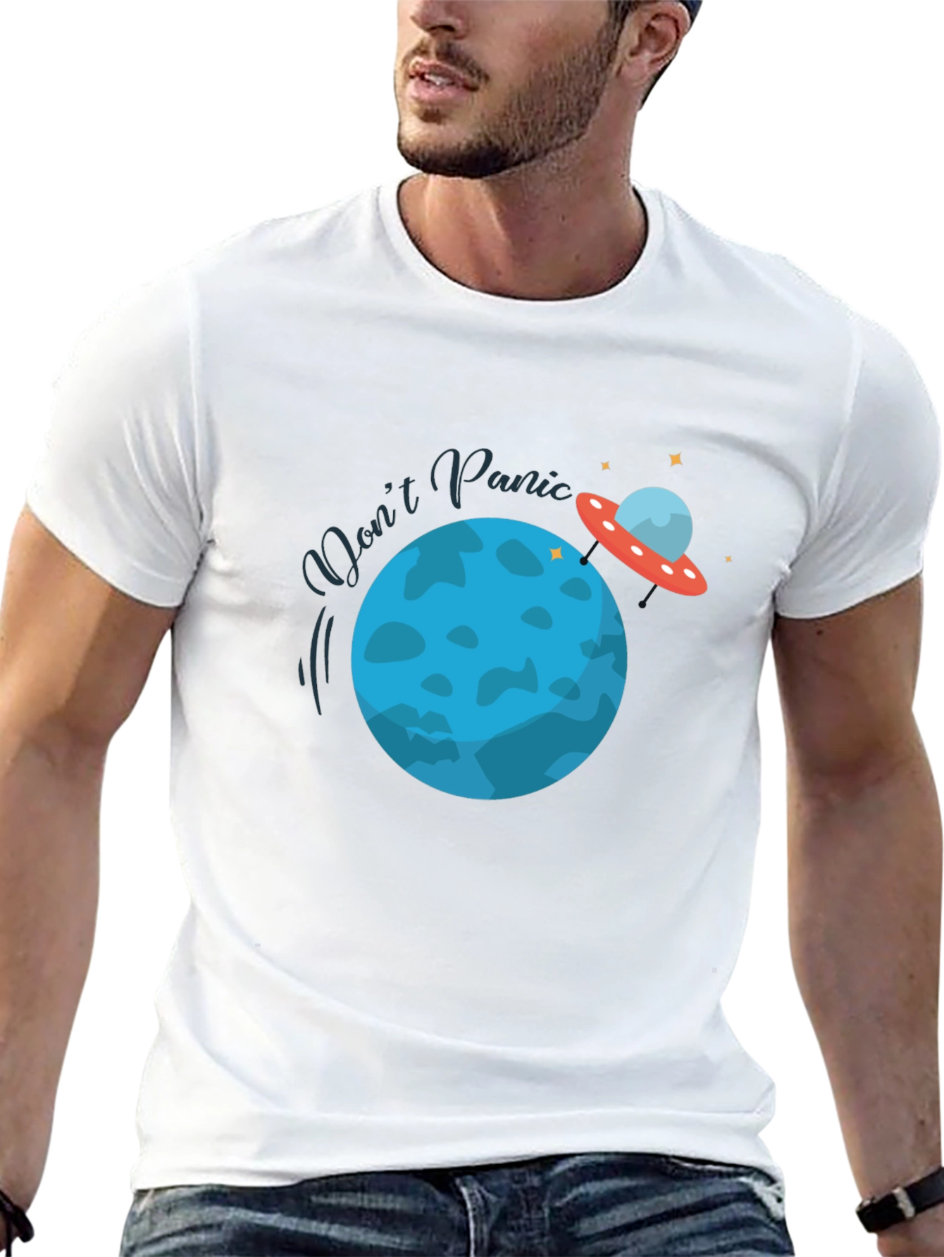 Dont Panic Graphic Tee - Space Theme