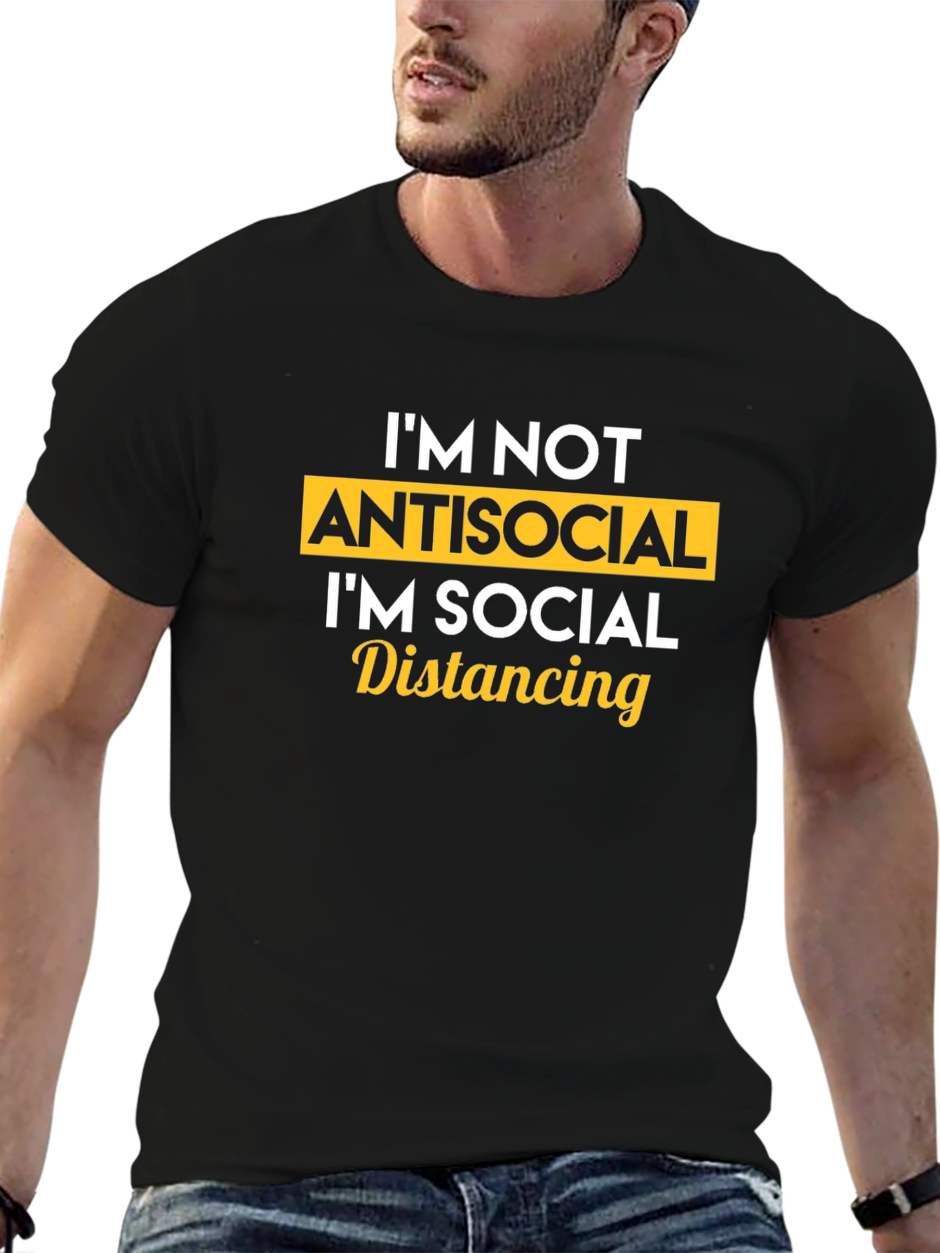 Funny Social Distancing Graphic Tee - Black