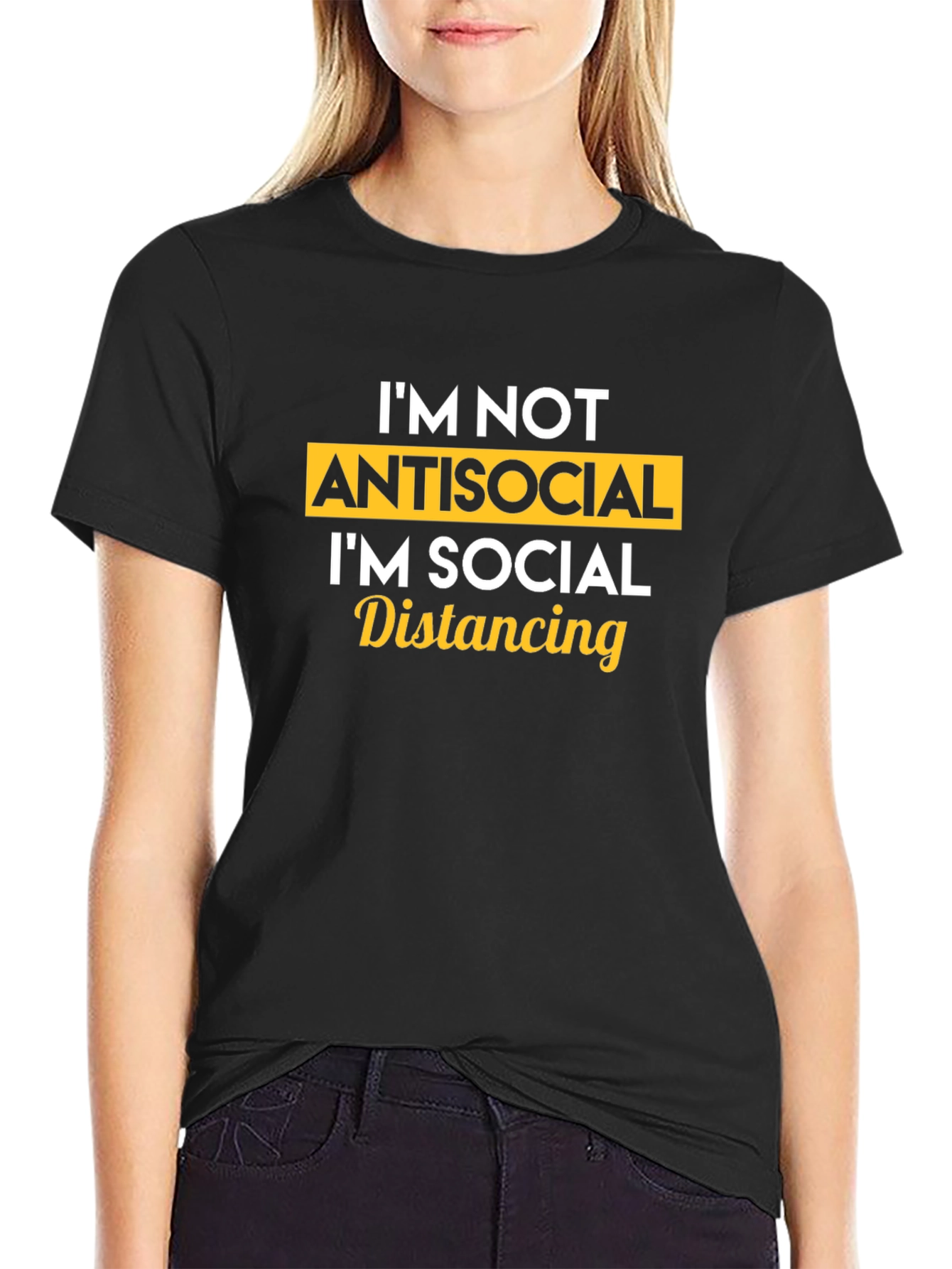 Funny Social Distancing Graphic Tee - Black