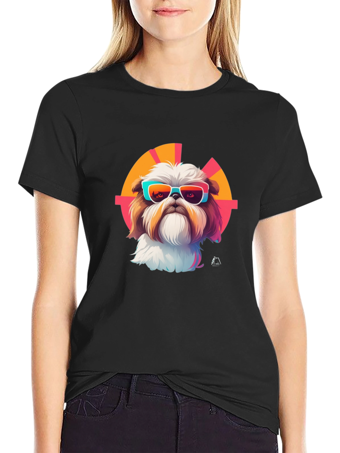 Cool Dog Graphic Tee - Trendy Shih Tzu Design