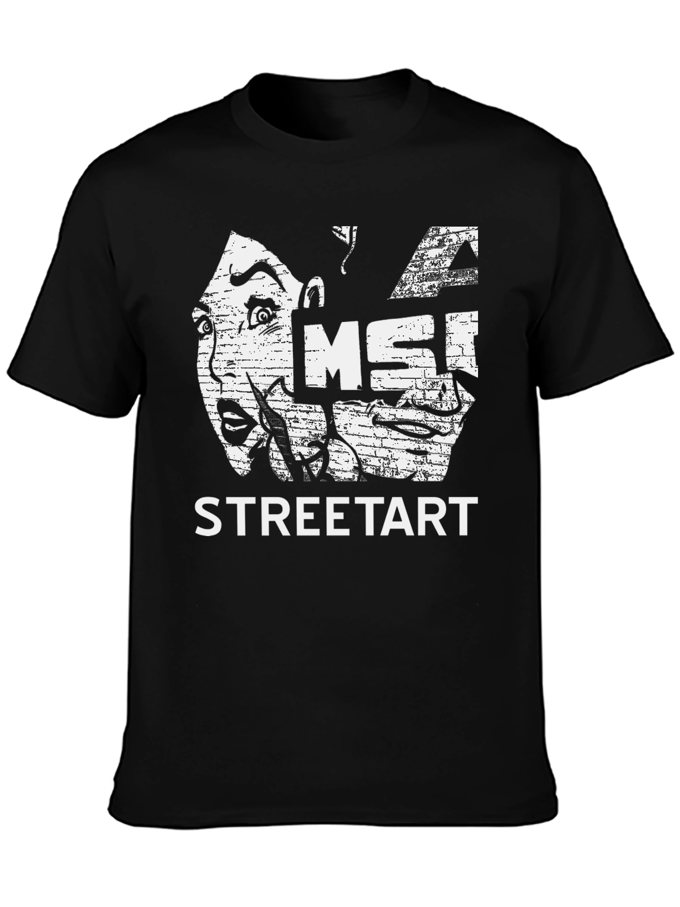 Street Art Graphic Print Black T-Shirt