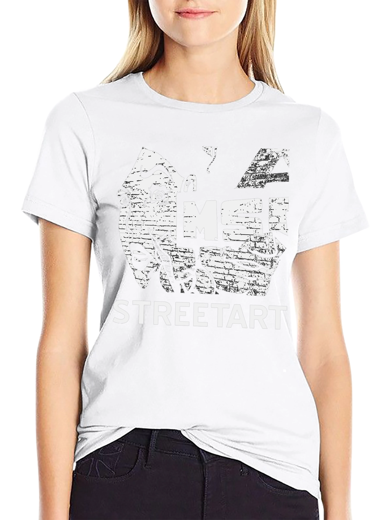 Street Art Graphic Print Black T-Shirt