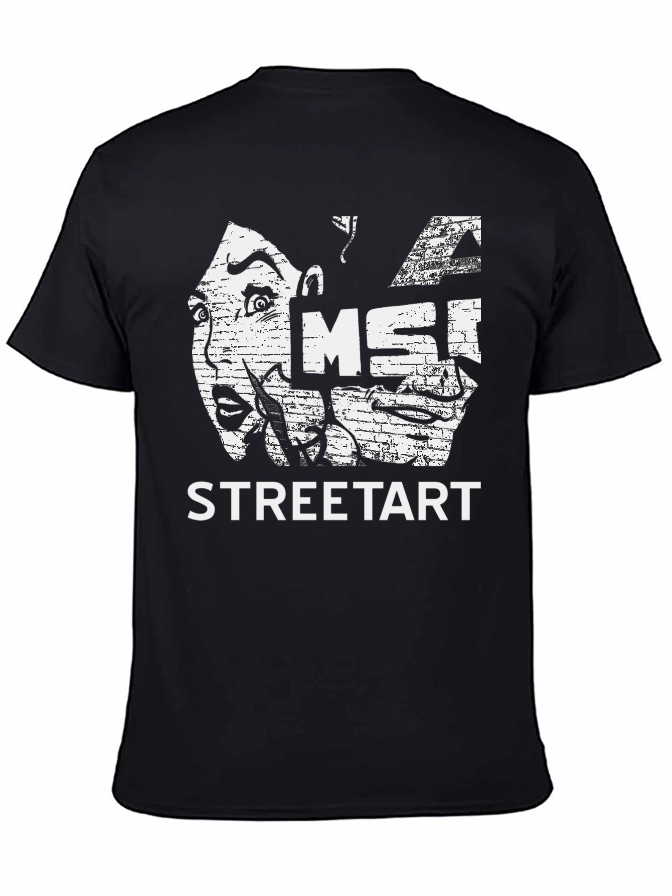 Street Art Graphic Print Black T-Shirt