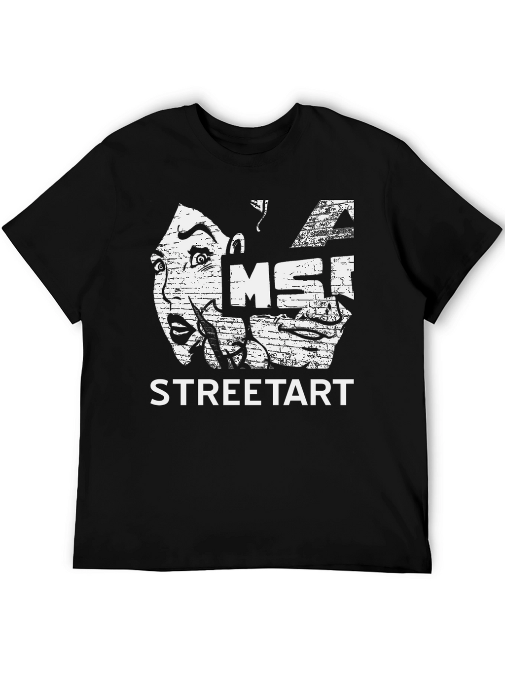 Street Art Graphic Print Black T-Shirt