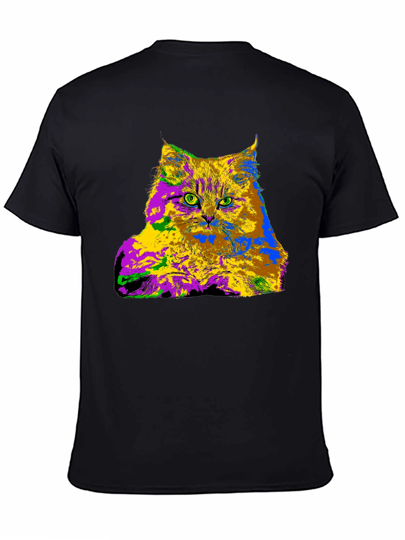 Psychedelic Cat Graphic Tee - Unique Colorful Design