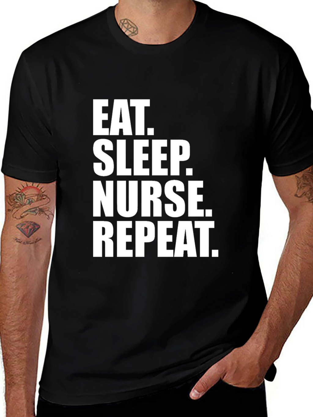 Eat Sleep Nurse Repeat Black T-Shirt