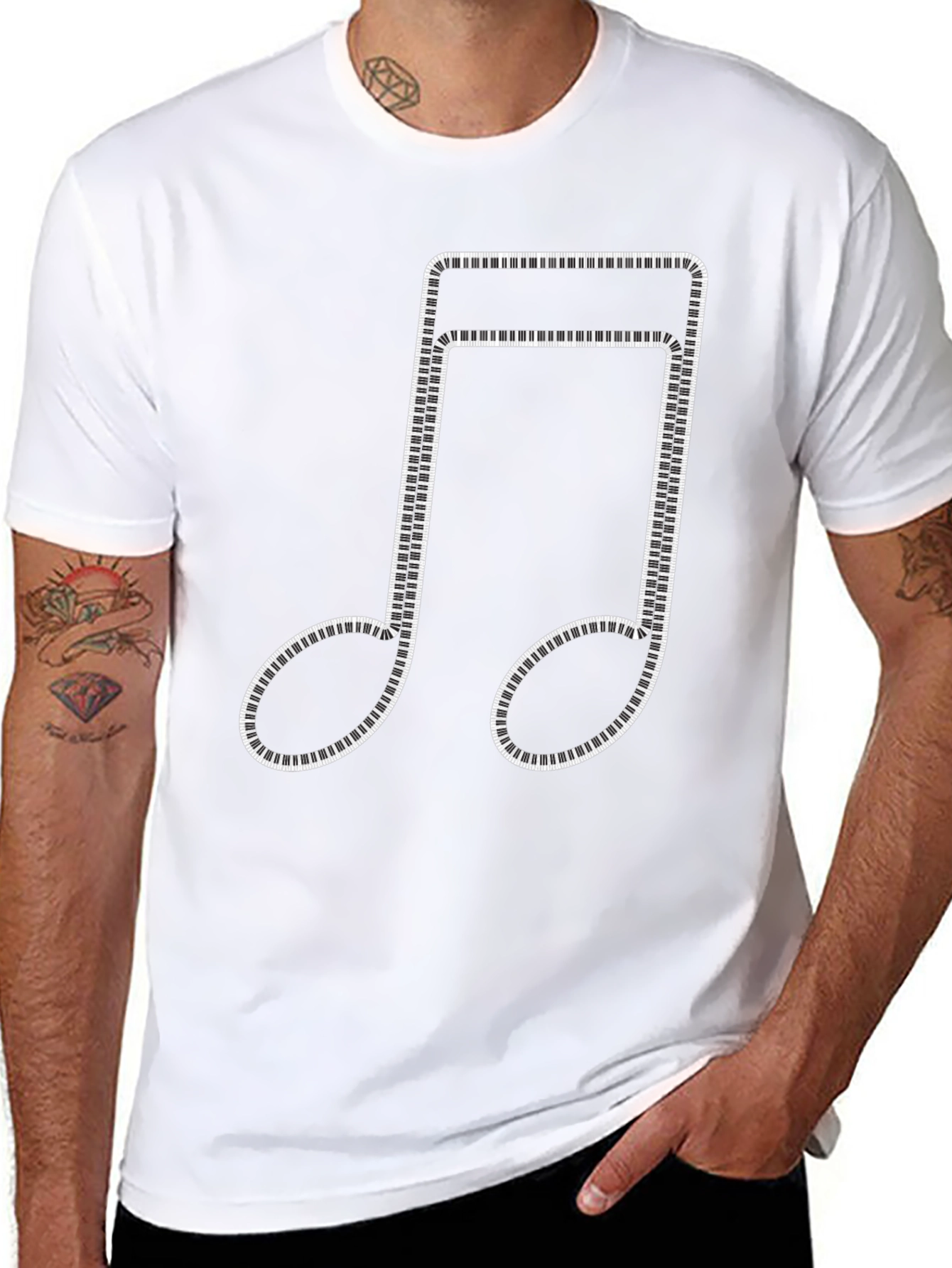 Musical Note Piano Keys Black T-Shirt