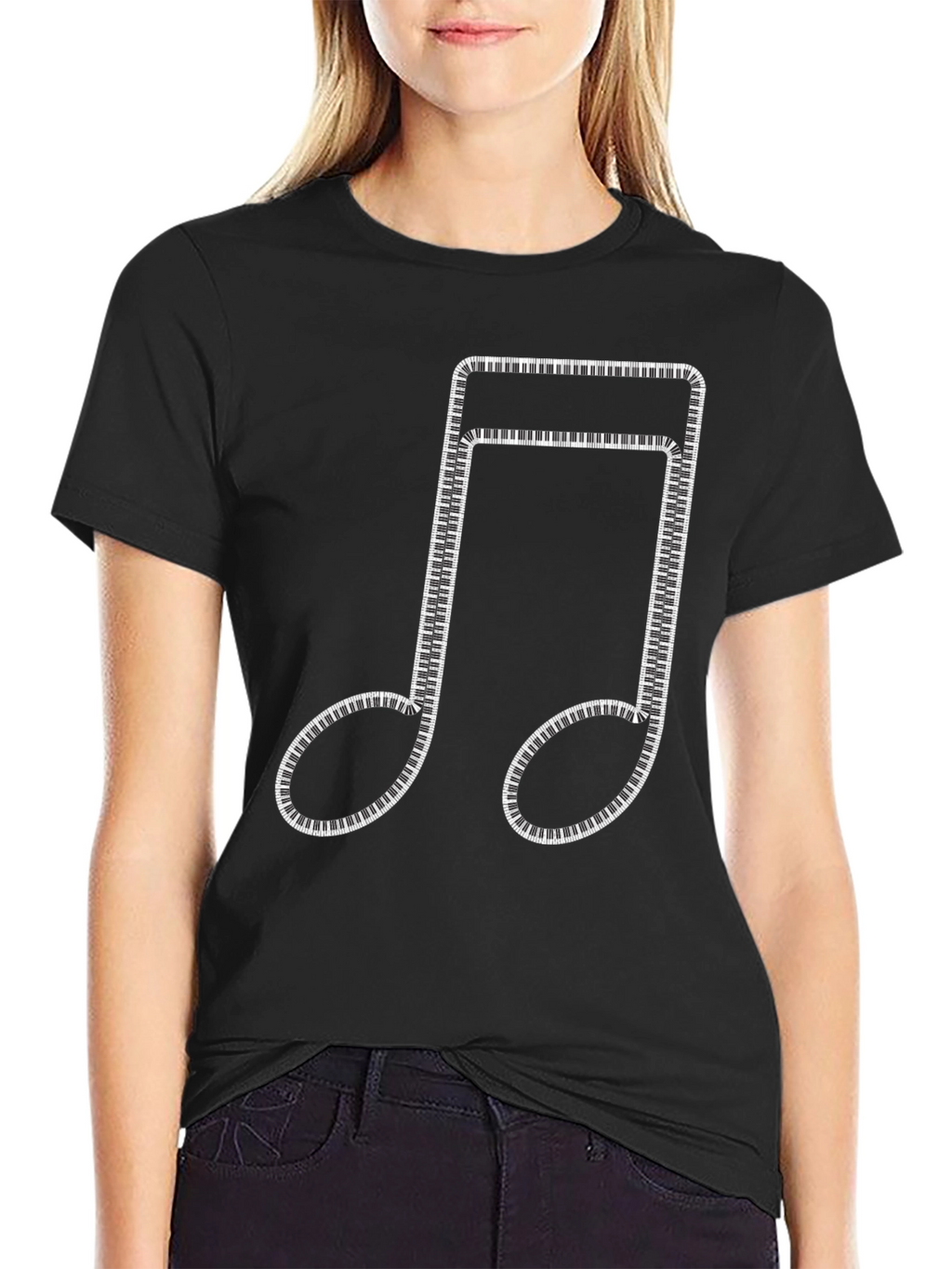 Musical Note Piano Keys Black T-Shirt