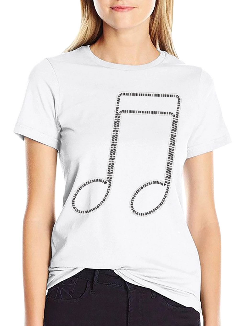 Musical Note Piano Keys Black T-Shirt
