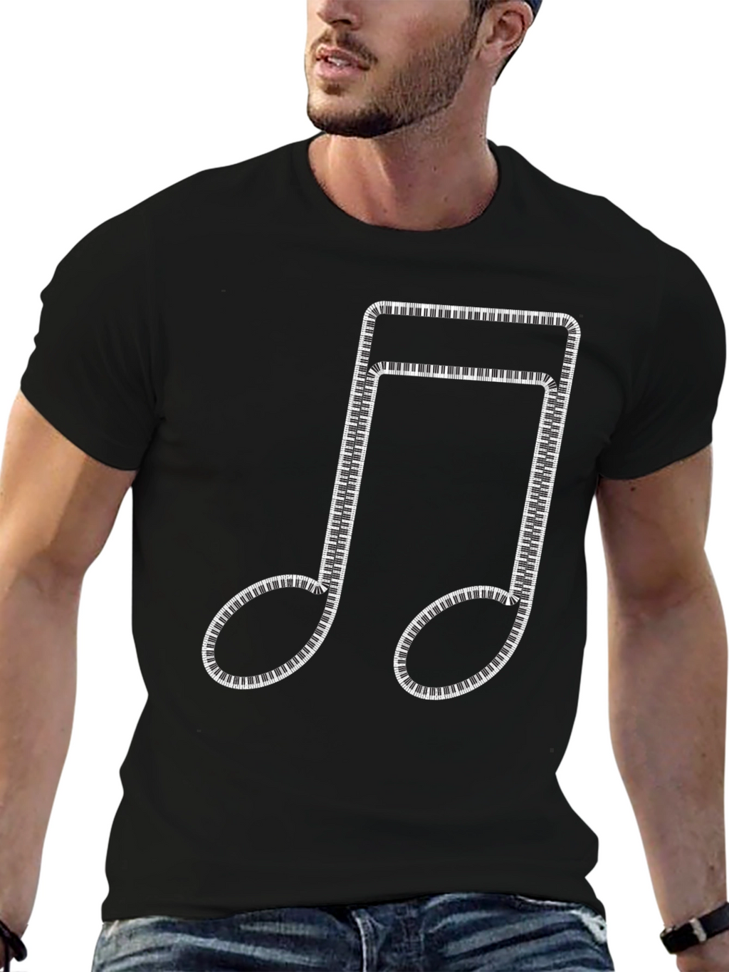 Musical Note Piano Keys Black T-Shirt