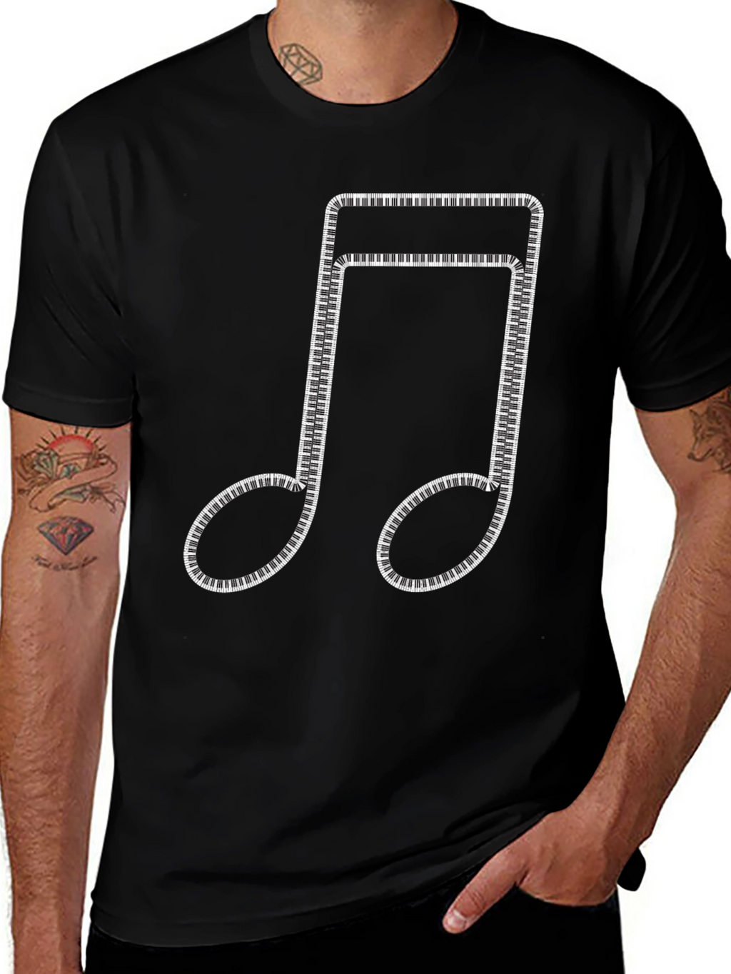 Musical Note Piano Keys Black T-Shirt