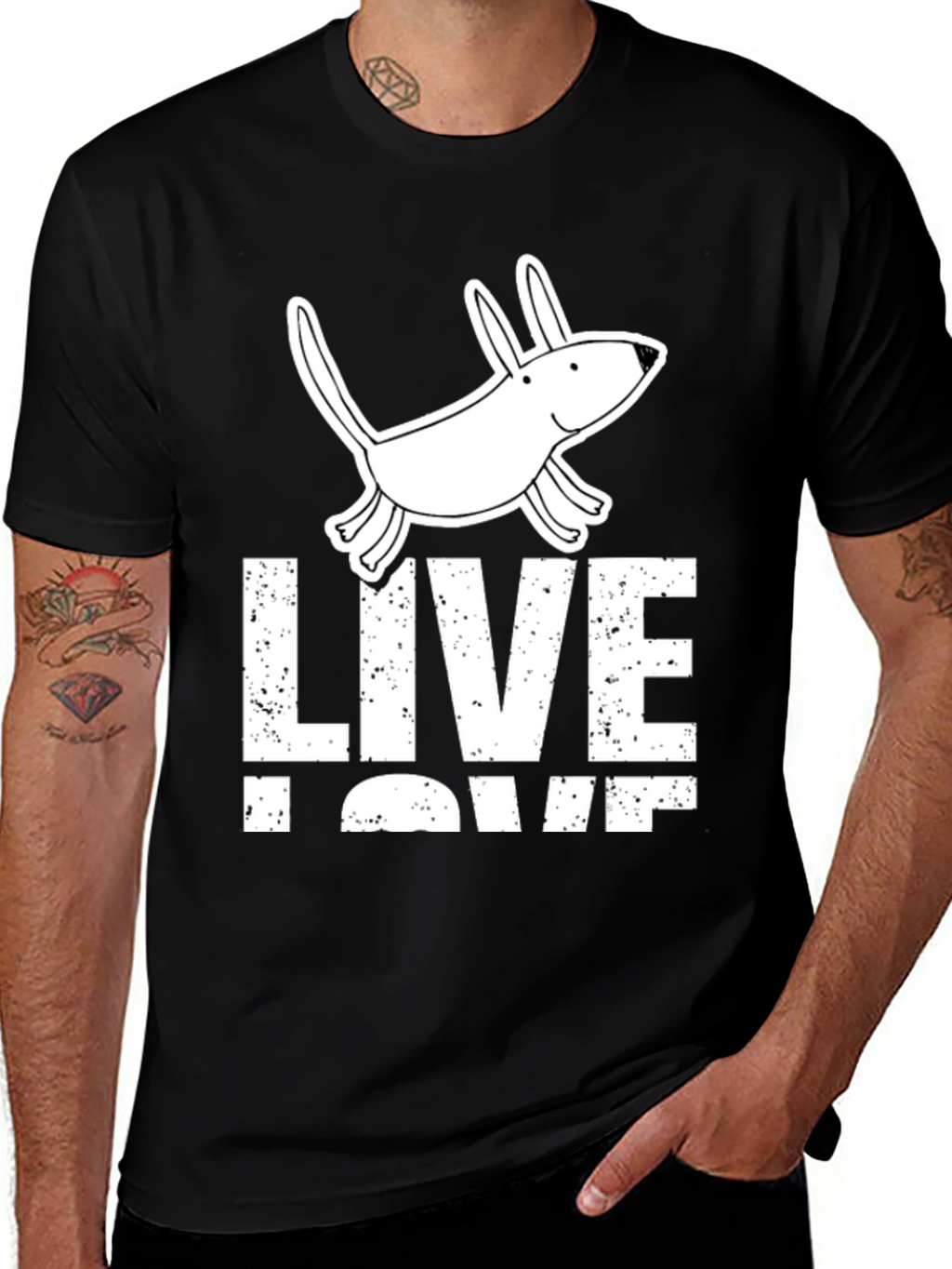 Live Love Pup Graphic Tee - Black Cotton Shirt