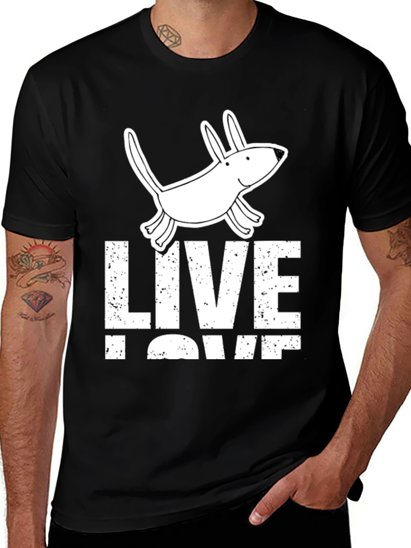 Live Love Pup Graphic Tee - Black Cotton Shirt