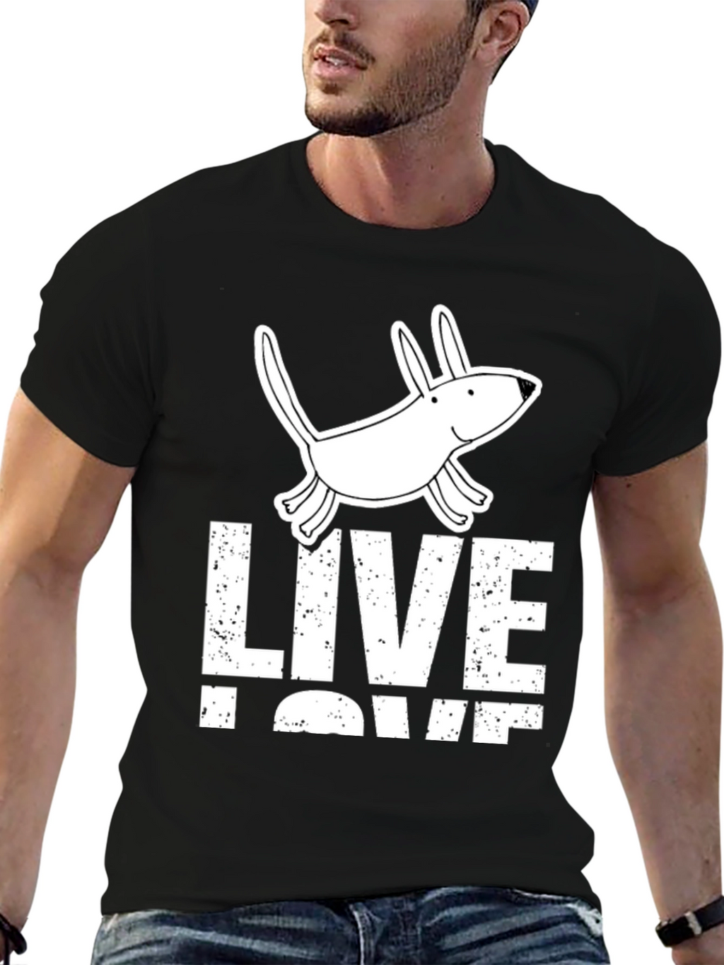 Live Love Pup Graphic Tee - Black Cotton Shirt