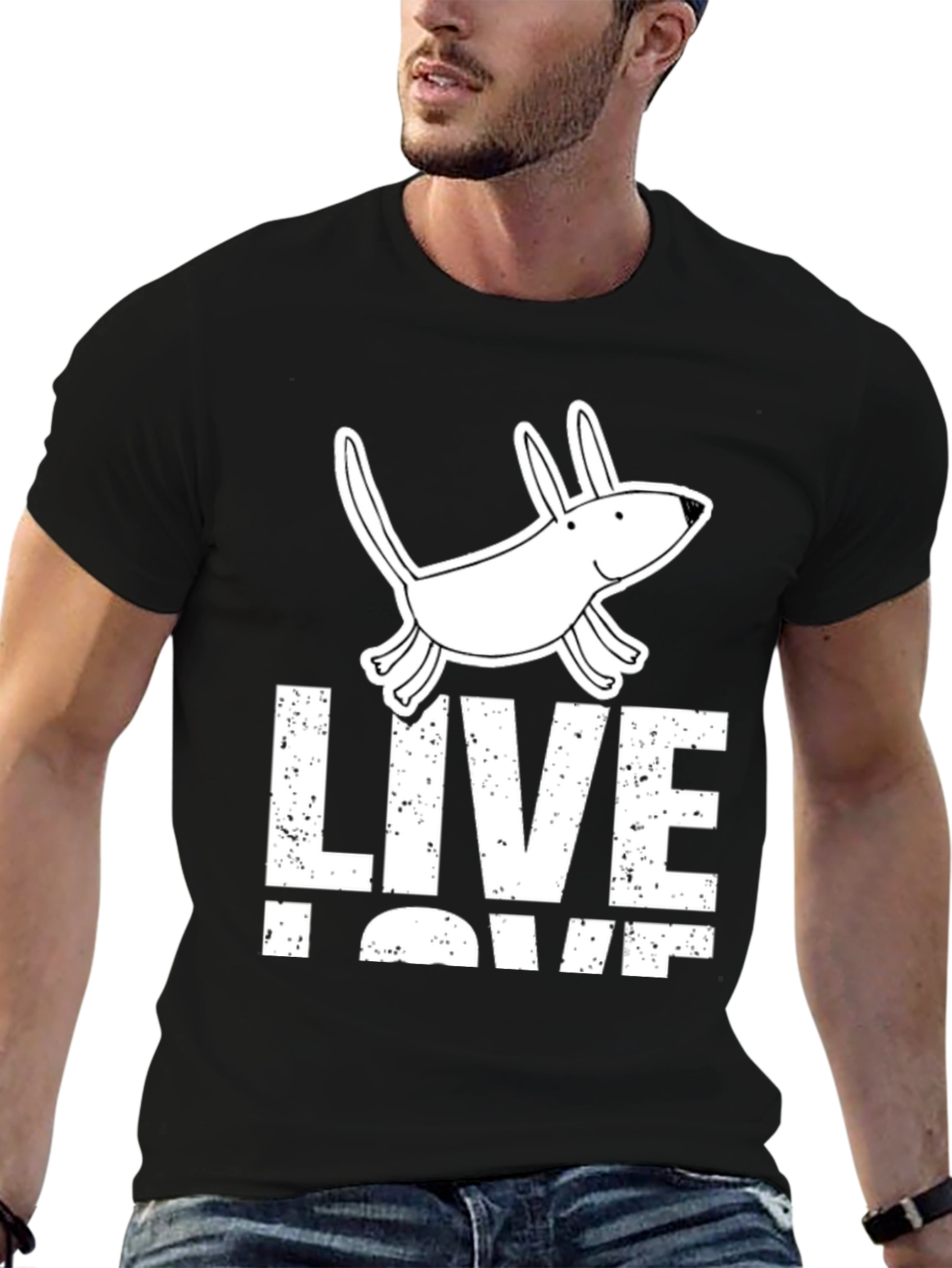 Live Love Pup Graphic Tee - Black Cotton Shirt