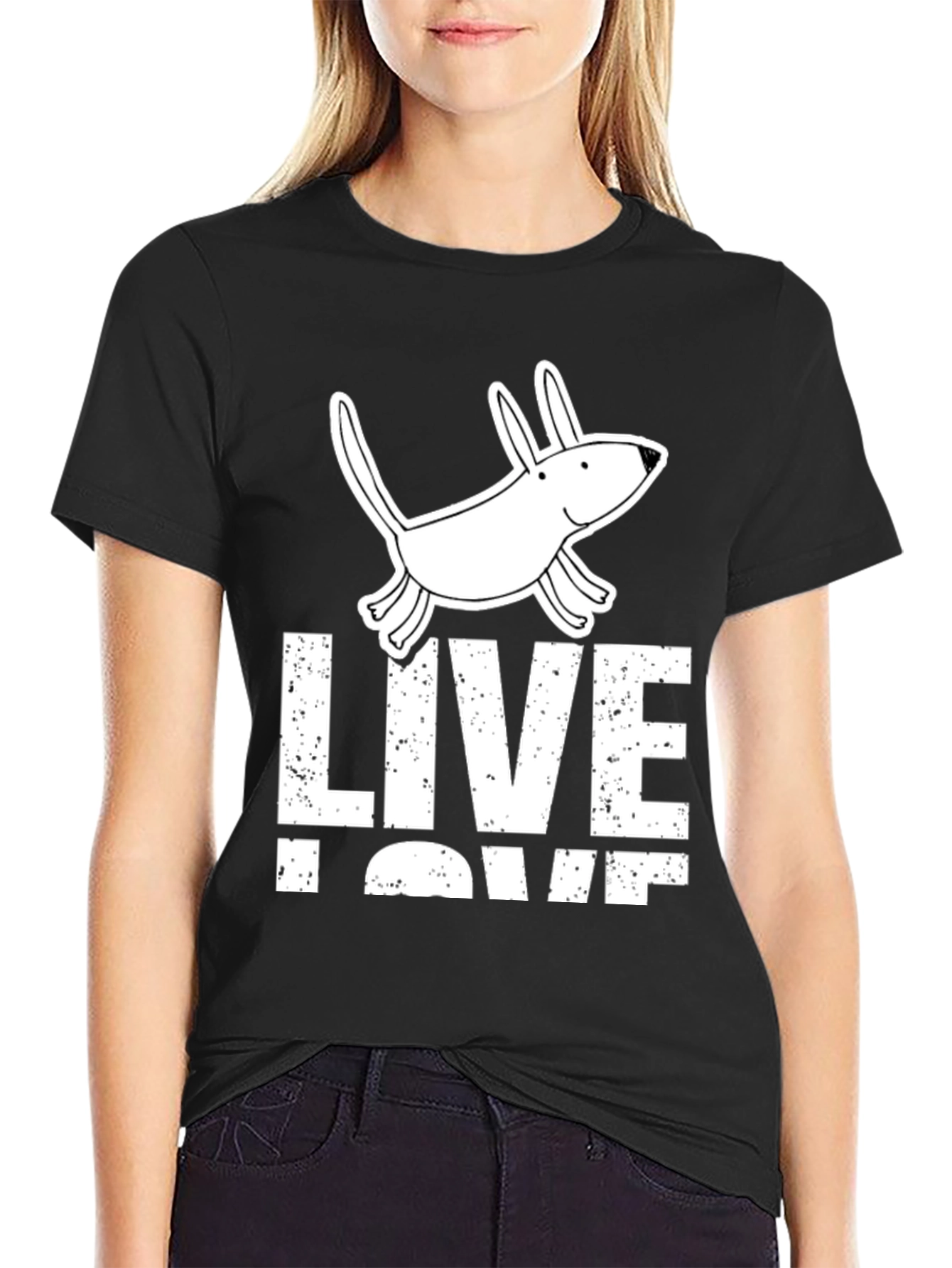 Live Love Pup Graphic Tee - Black Cotton Shirt