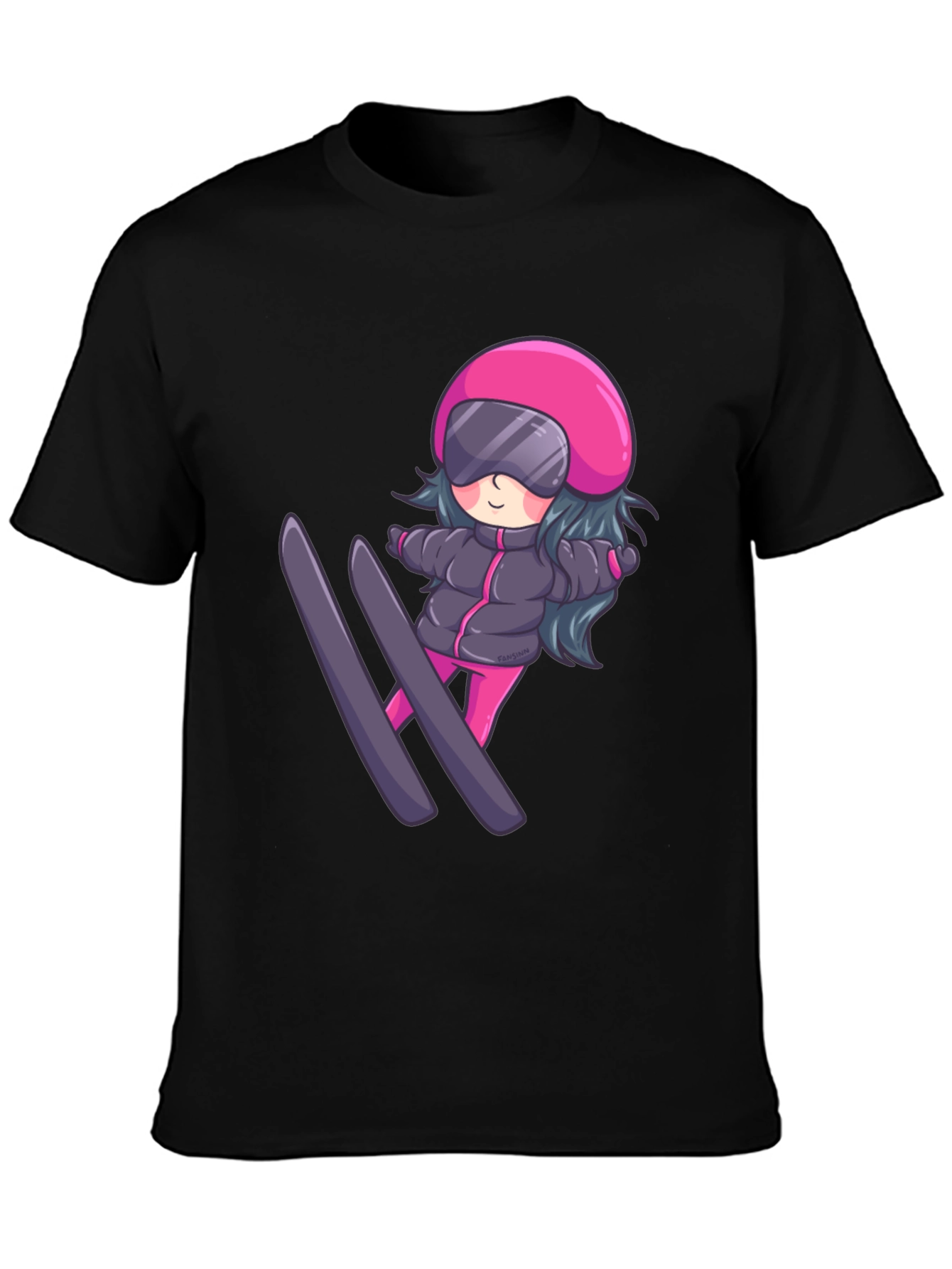 Cartoon Ski Girl T-Shirt