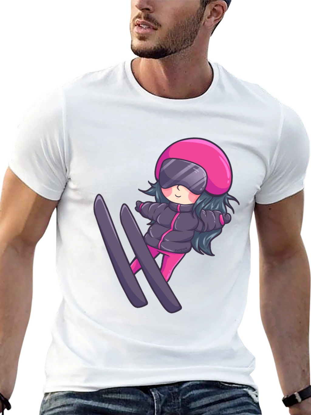 Cartoon Ski Girl T-Shirt