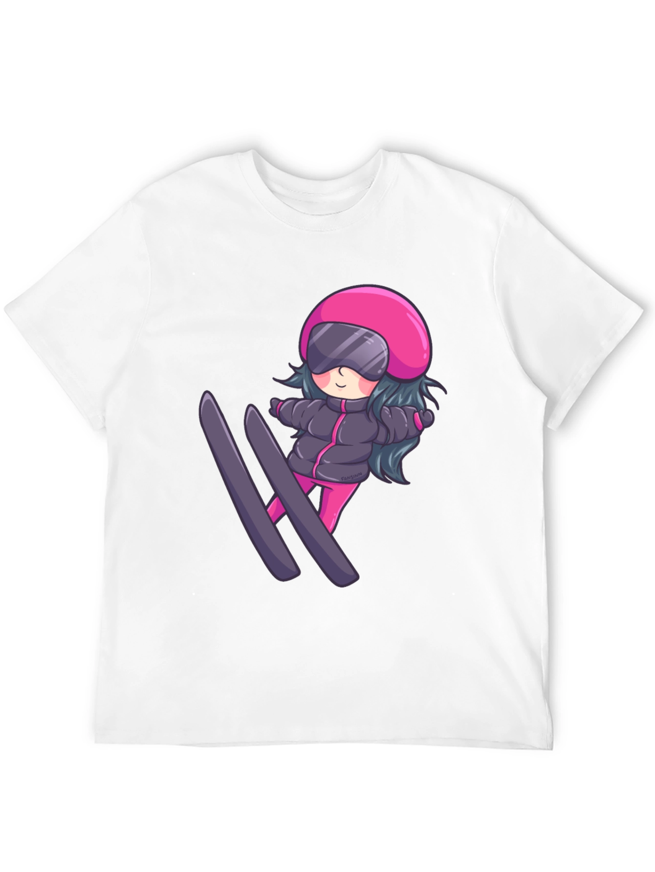 Cartoon Ski Girl T-Shirt