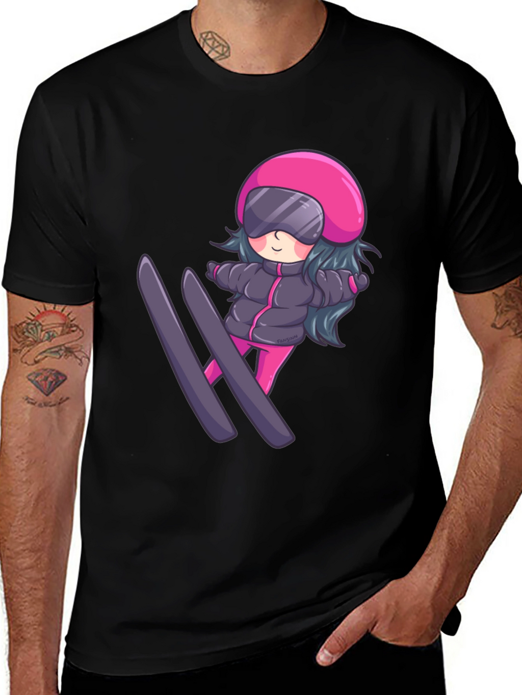 Cartoon Ski Girl T-Shirt