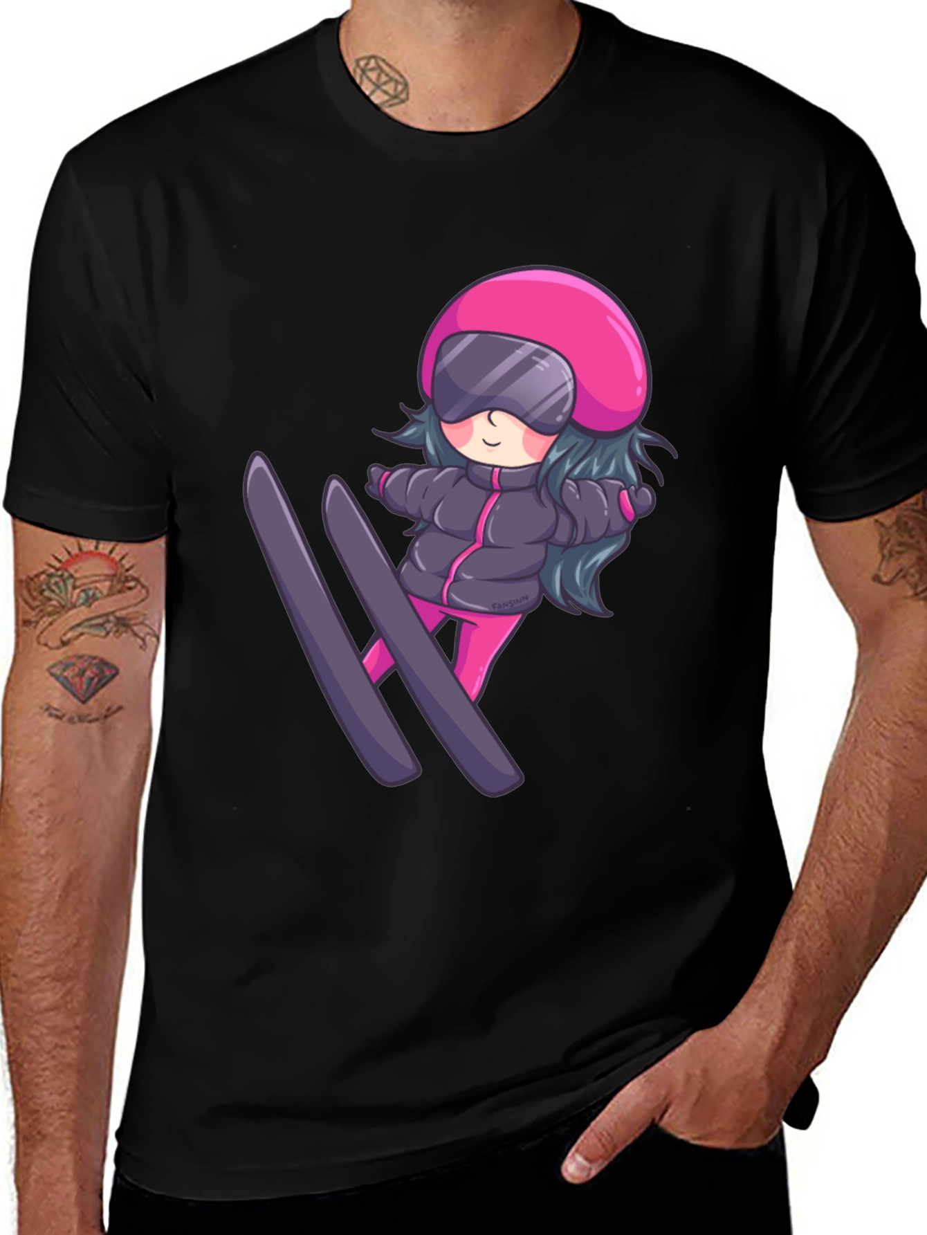 Cartoon Ski Girl T-Shirt