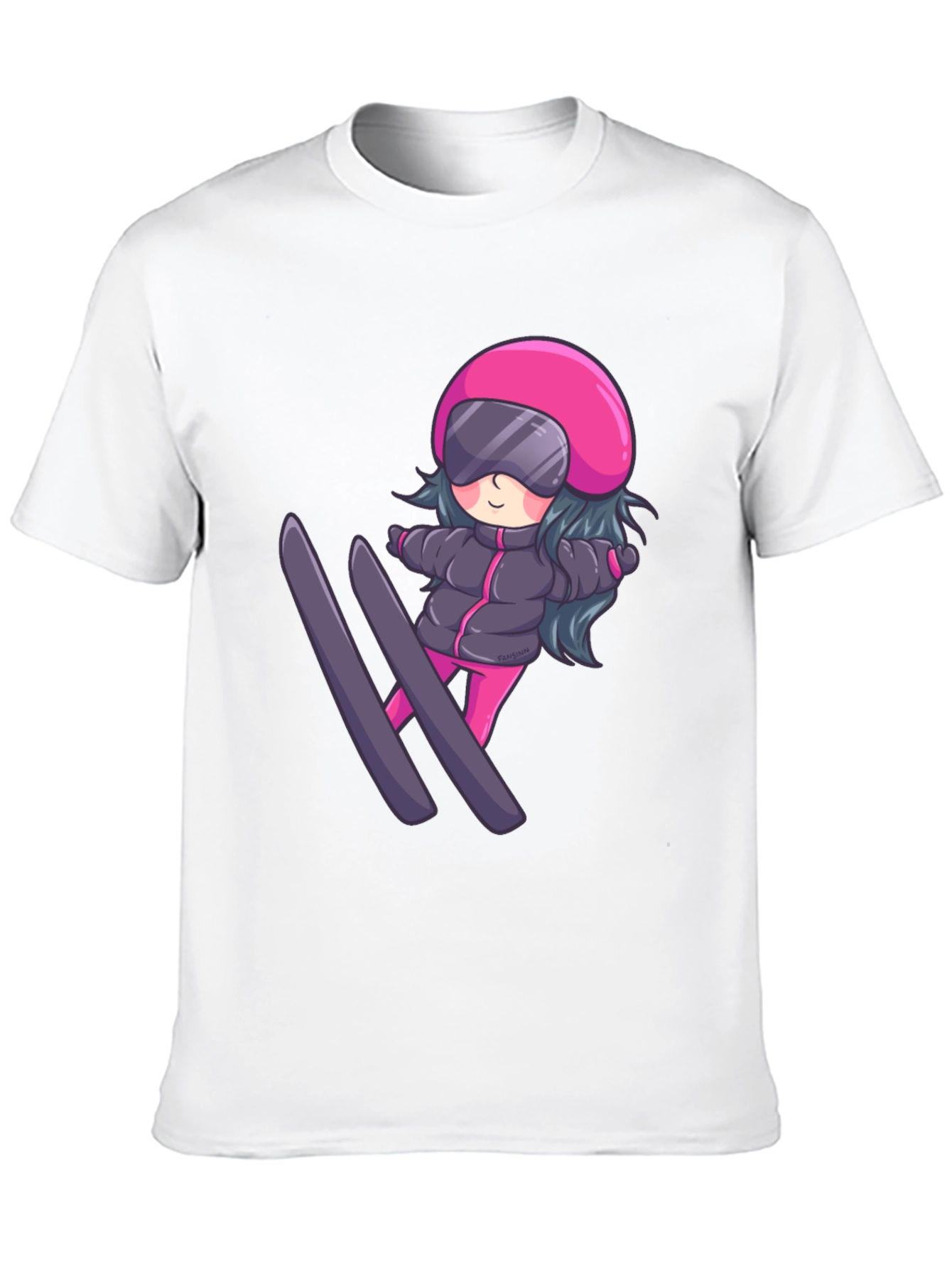 Cartoon Ski Girl T-Shirt