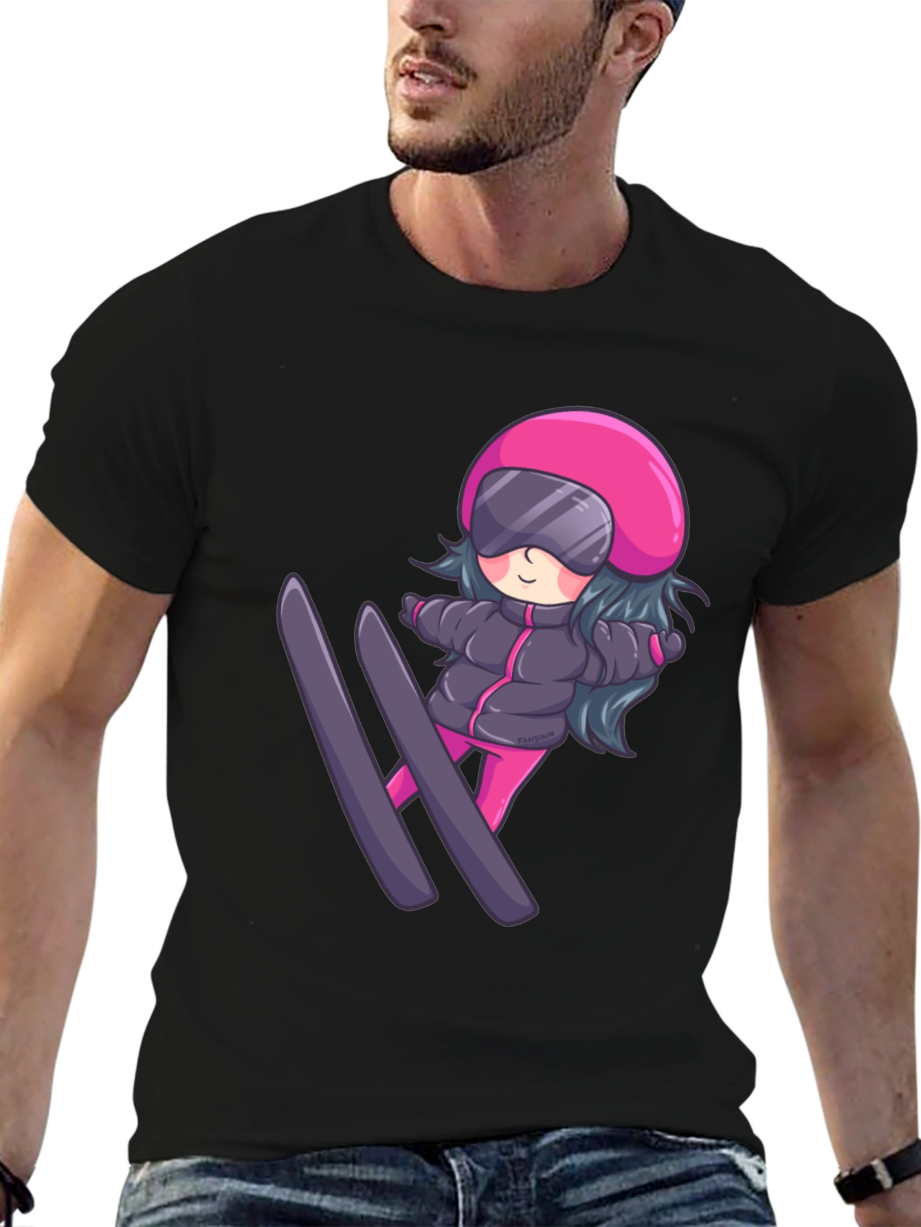 Cartoon Ski Girl T-Shirt