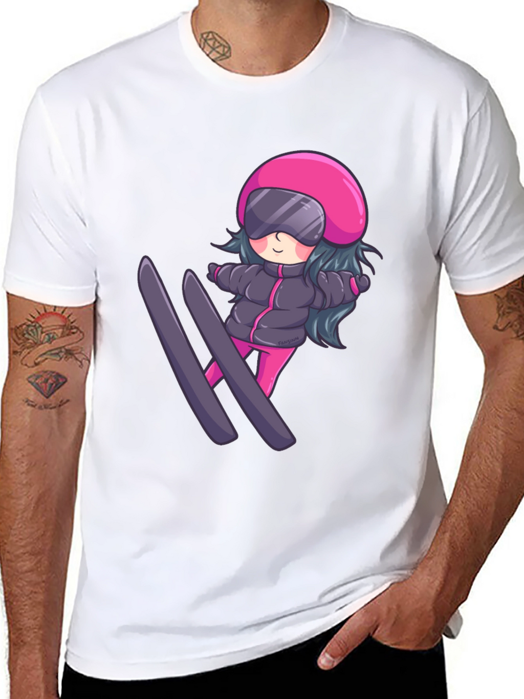 Cartoon Ski Girl T-Shirt