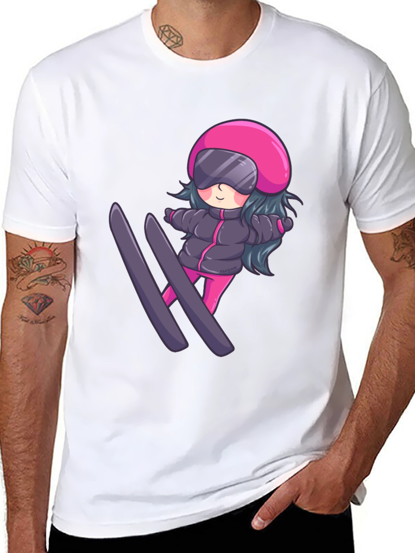 Cartoon Ski Girl T-Shirt
