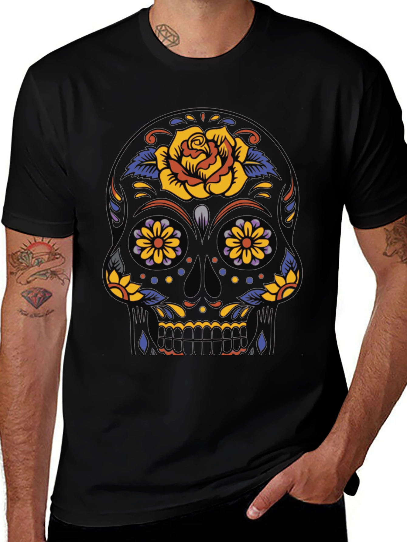 Sugar Skull Graphic Tee - Day of the Dead Style