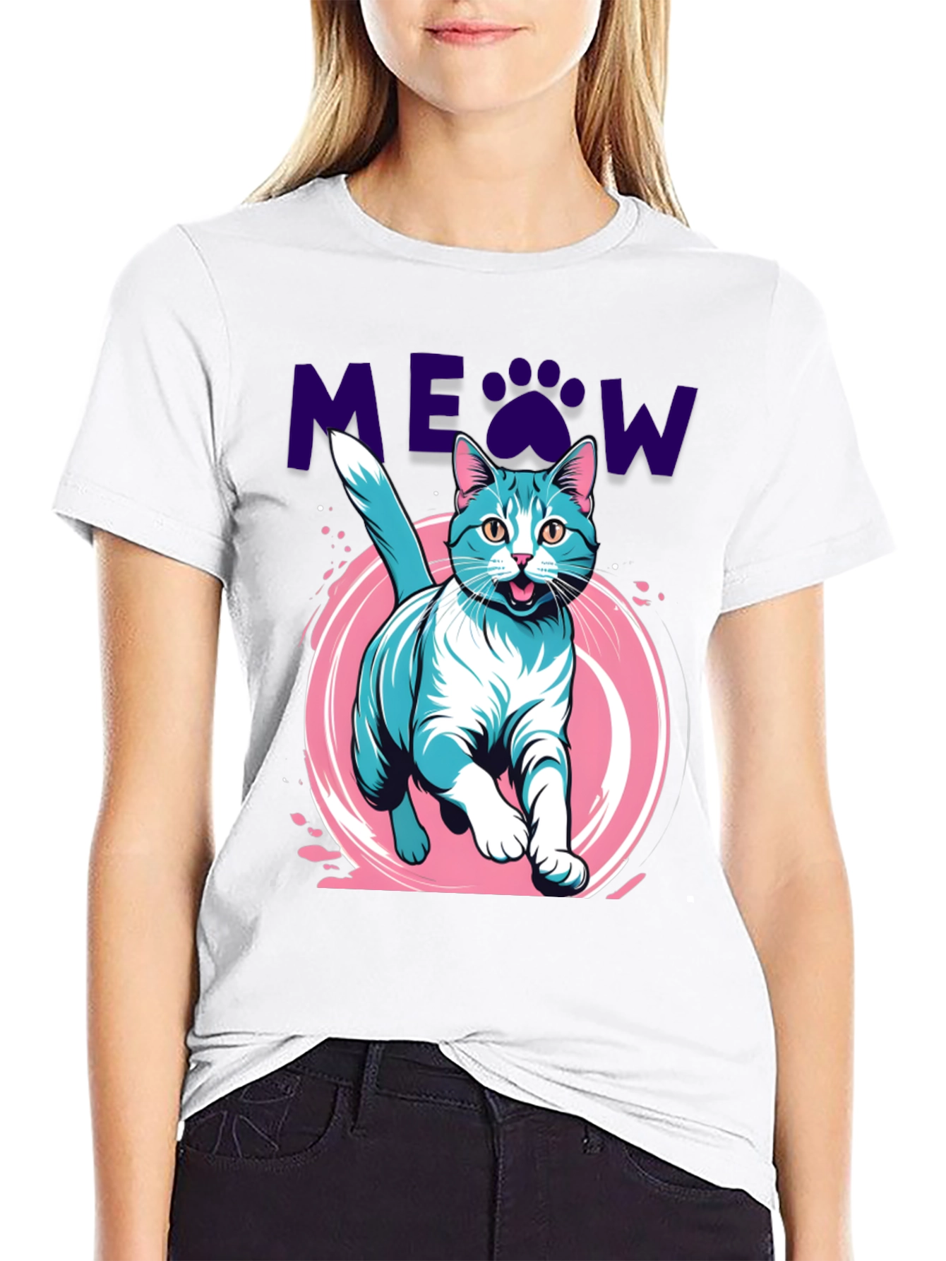 Meow Cat Graphic Tee - Cute Pet Lover Shirt