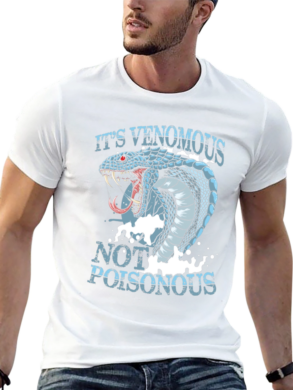 Venomous Snake Graphic T-Shirt - Black
