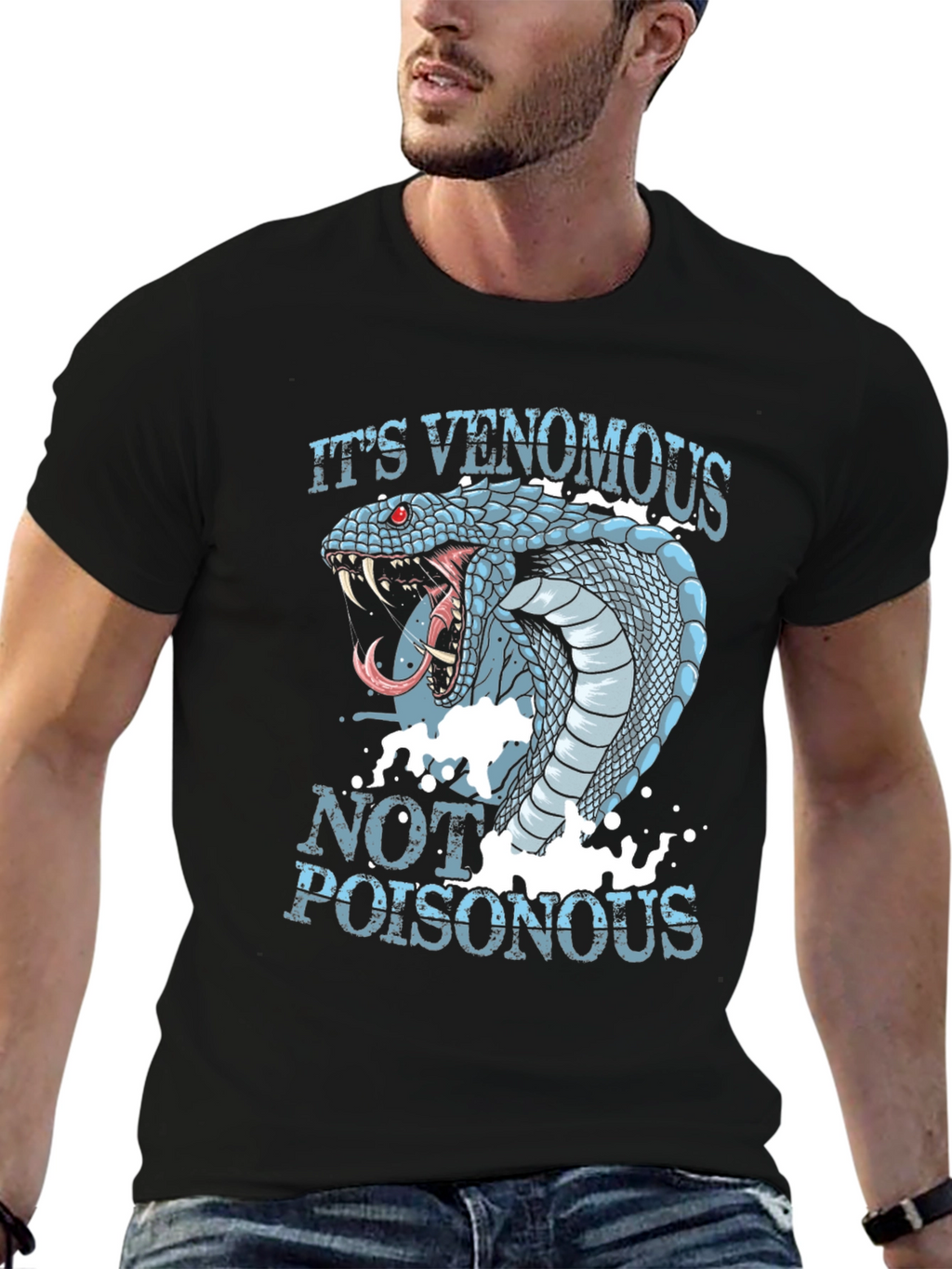 Venomous Snake Graphic T-Shirt - Black