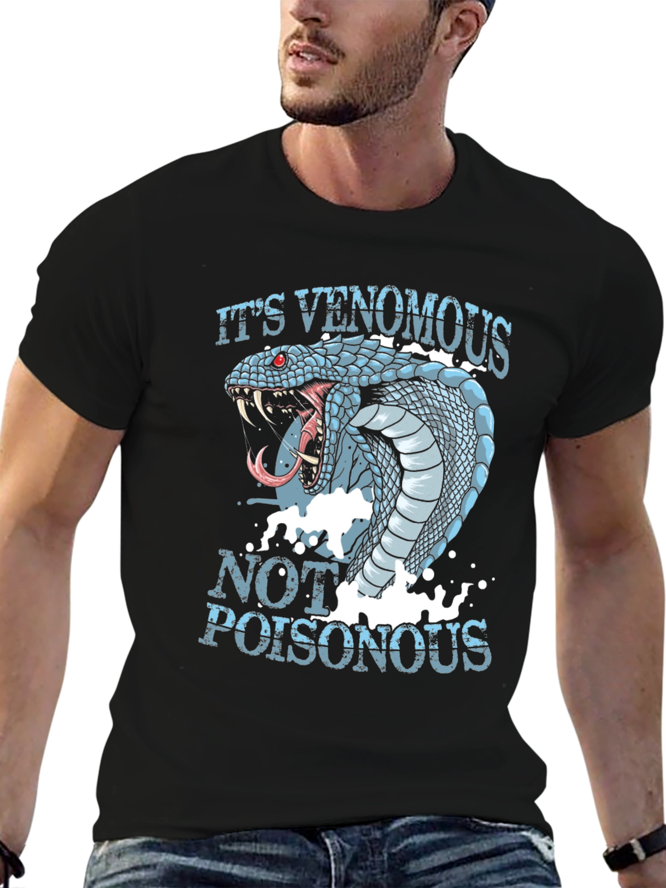 Venomous Snake Graphic T-Shirt - Black