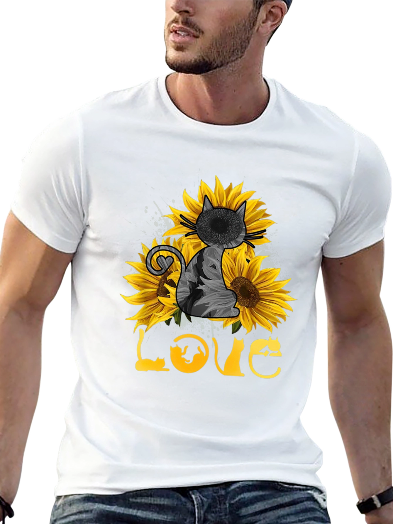 Sunflower Cat Lover T-Shirt