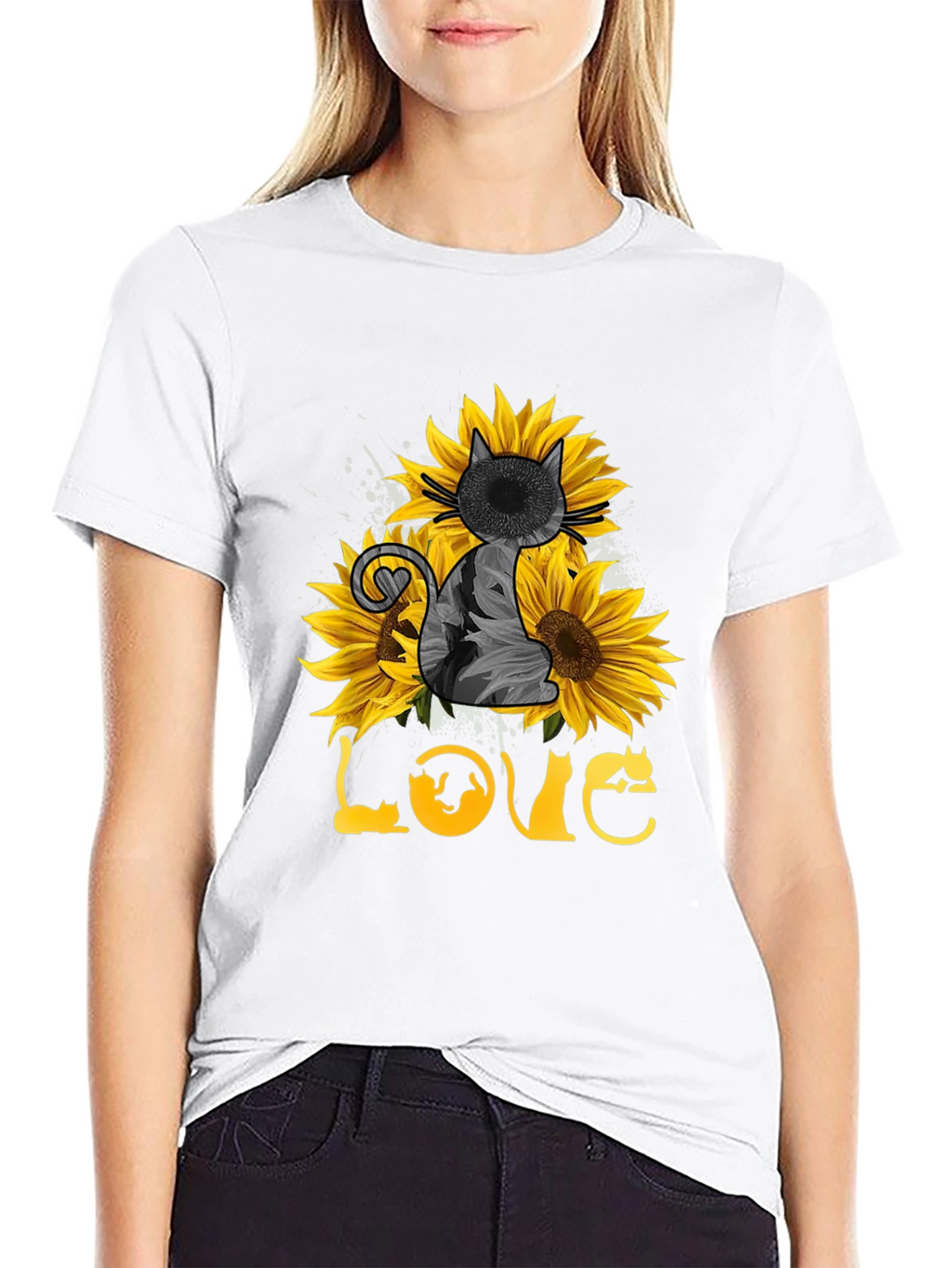 Sunflower Cat Lover T-Shirt
