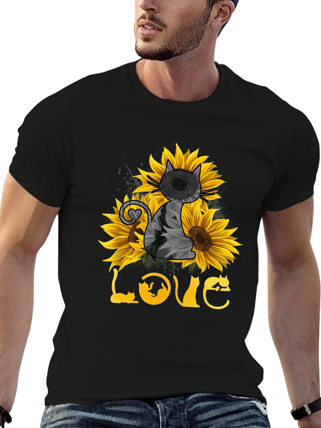 Sunflower Cat Lover T-Shirt