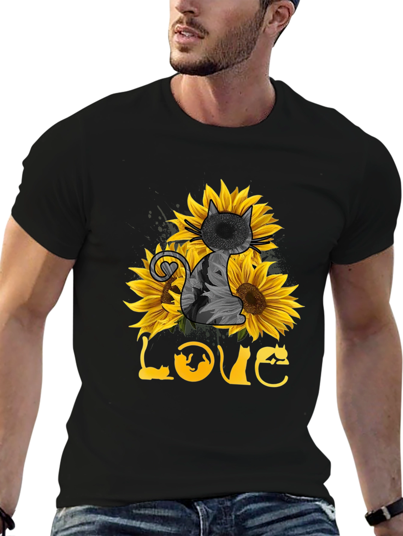 Sunflower Cat Lover T-Shirt