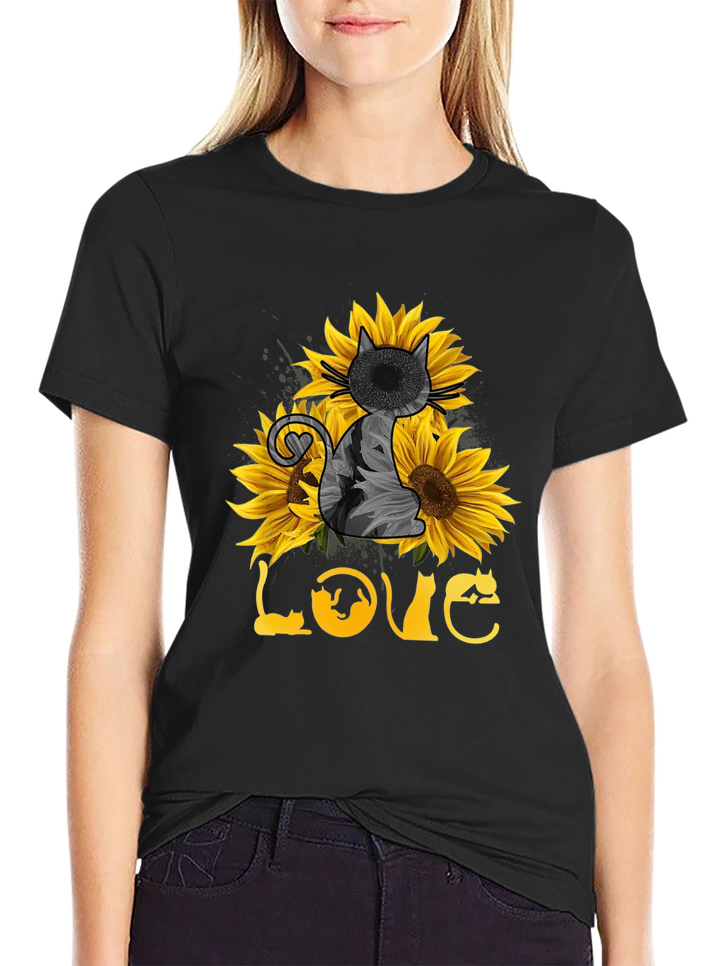 Sunflower Cat Lover T-Shirt