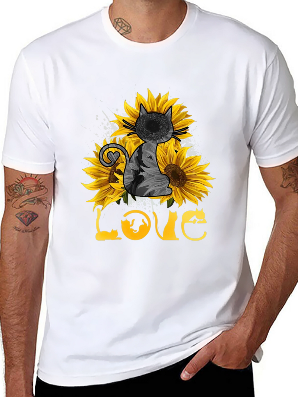 Sunflower Cat Lover T-Shirt