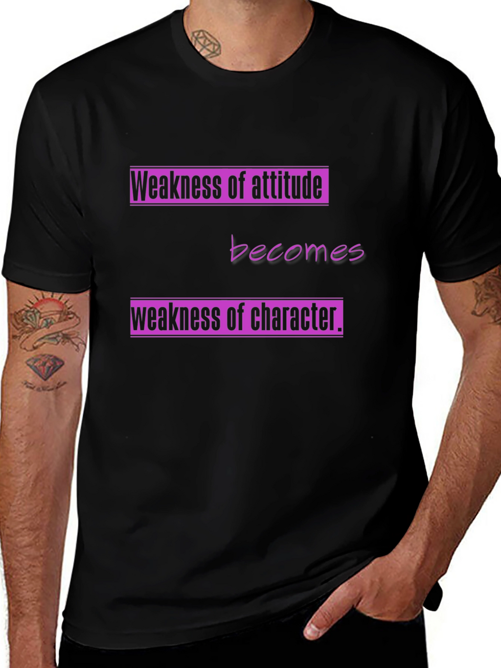 Attitude & Character Graphic Tee - Black