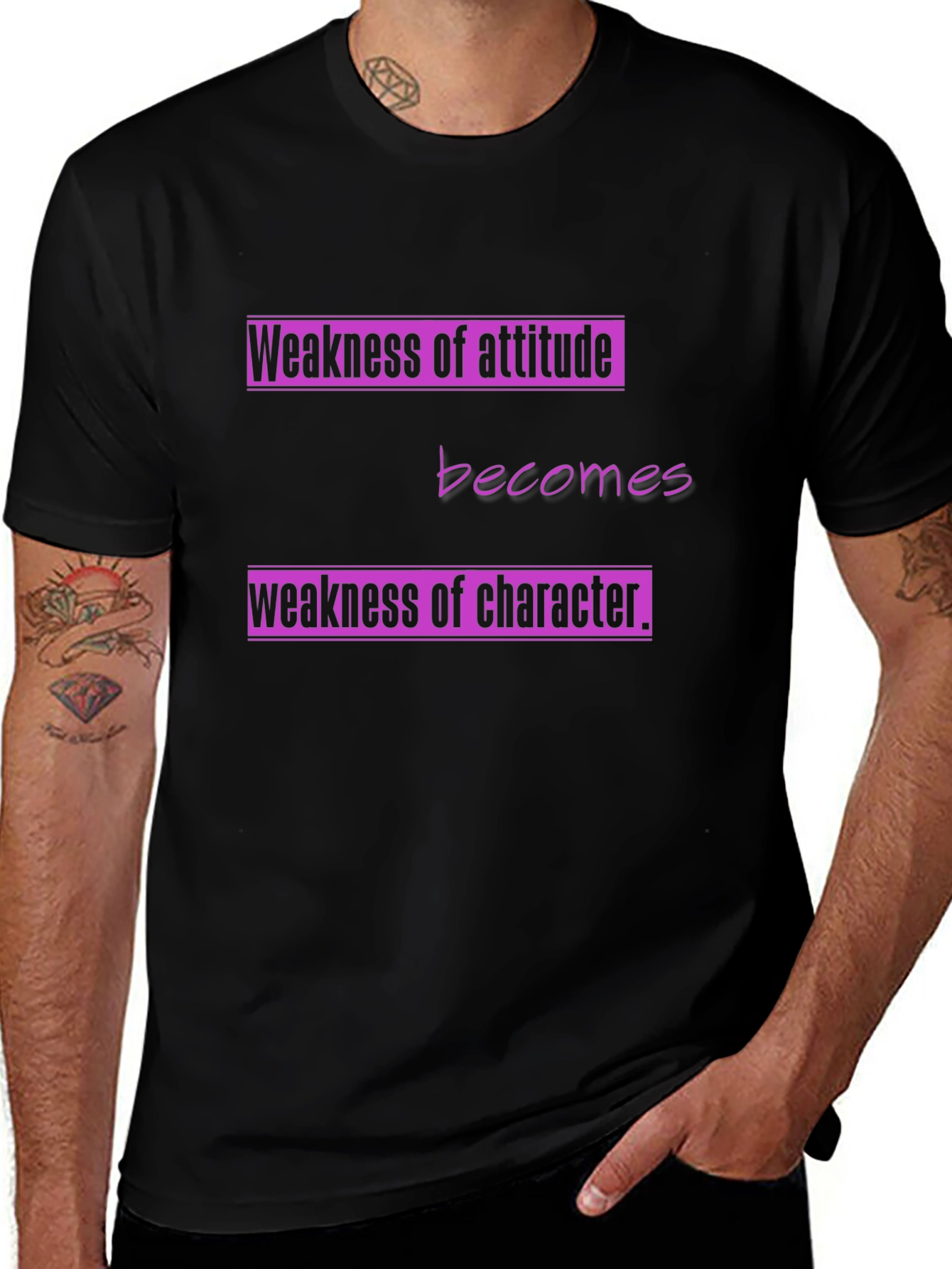 Attitude & Character Graphic Tee - Black