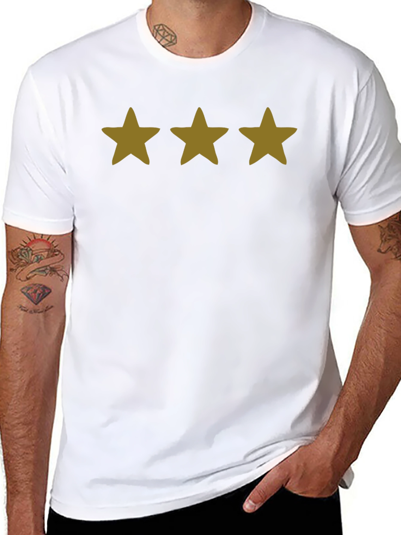 Three Star Graphic Tee - Black Casual Shirt