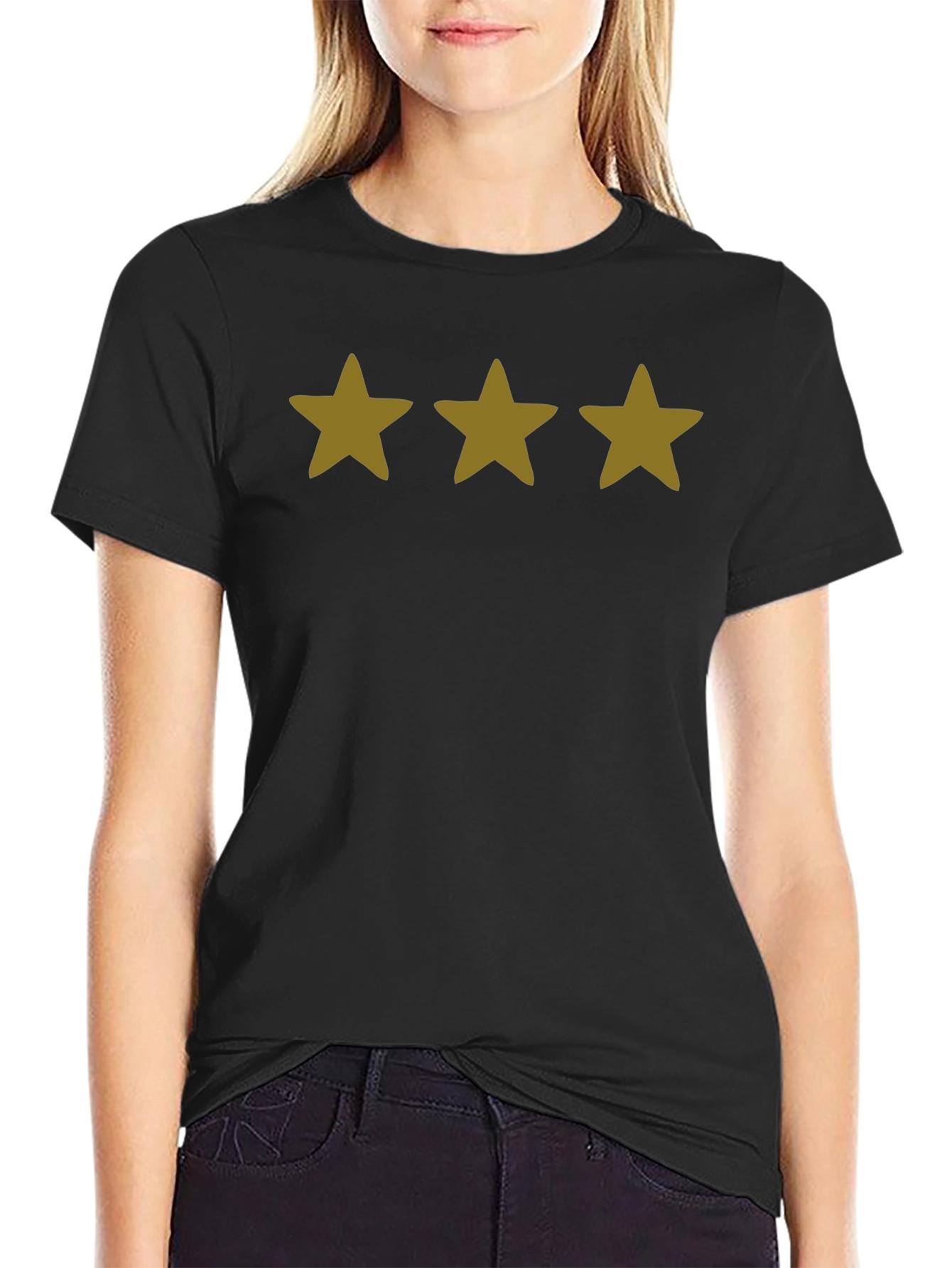 Three Star Graphic Tee - Black Casual Shirt