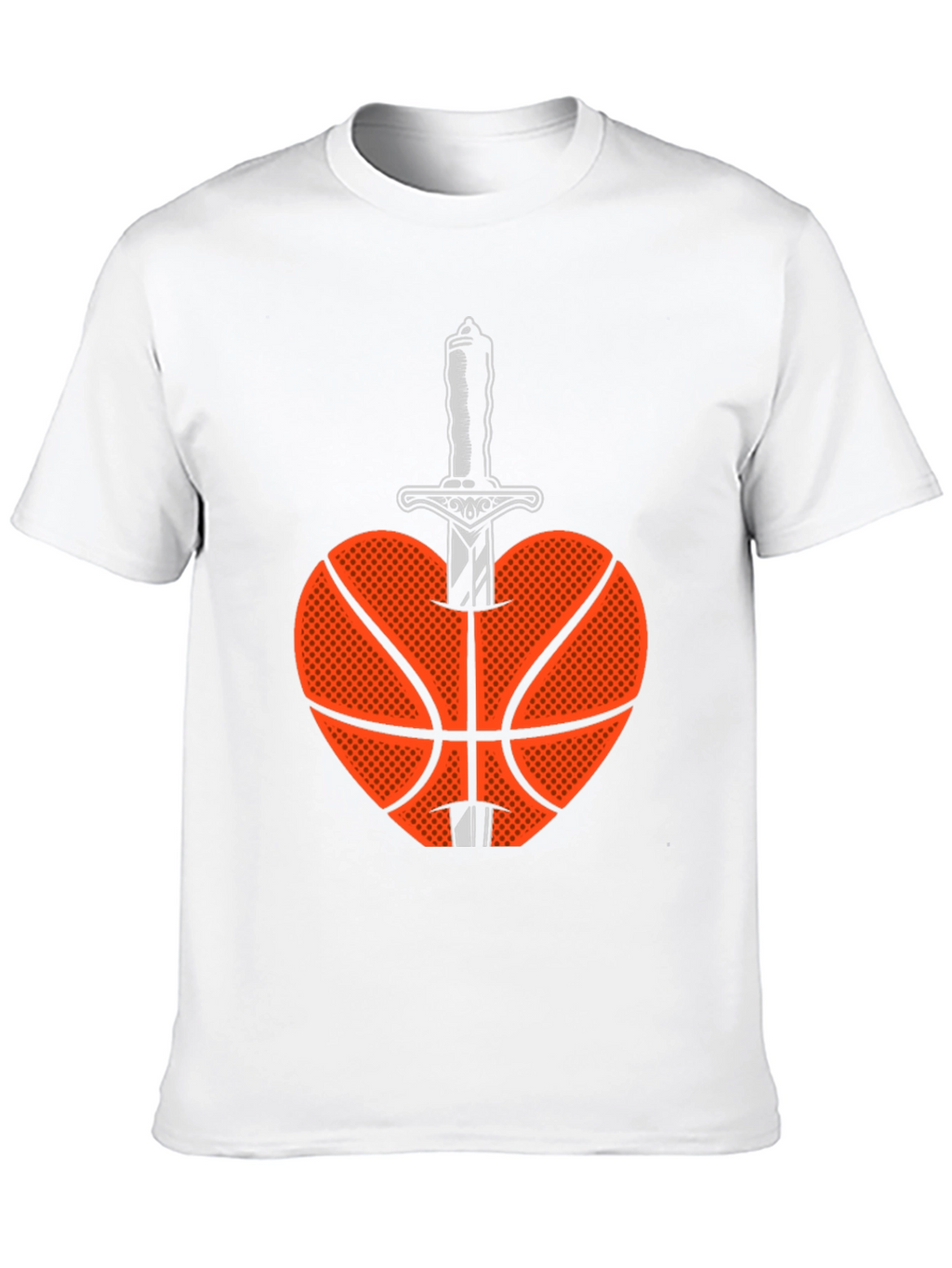 Basketball Heart & Sword Graphic T-Shirt - Black