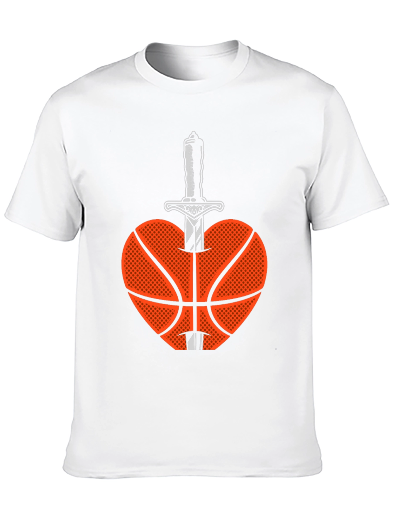 Basketball Heart & Sword Graphic T-Shirt - Black